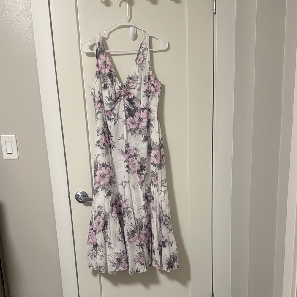 Floral Sleeveless Dress - Pink and White